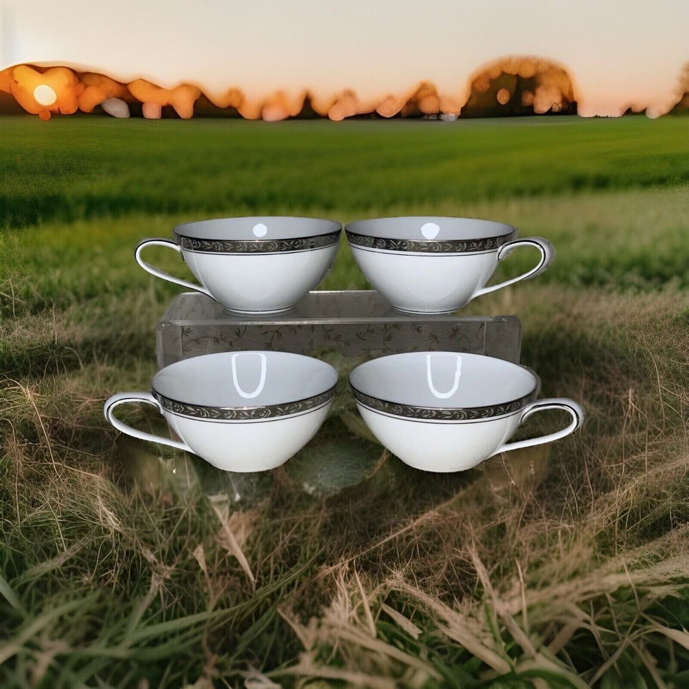 Set of 4 Vintage Noritake China Japan 6340 Silvester Tea Cups (Discontinued)